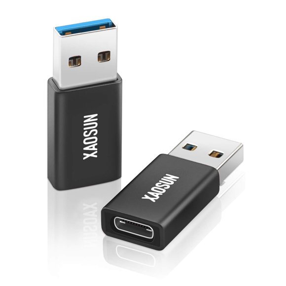 Adaptador XAOSUN de USB-C a USB-A, 10 Gbps, carga rápida de 100 W, paquete de 2