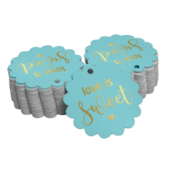 Inkdotpot 100 Pack Real Gold Foil Paper Tags Love Is Sweet Wedding Favor Hang Tags