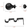thumbnail image 6 of UTOPIA ALLEY Wall Mounted Window Treatment Telescoping Double Curtain Rod Set with Classic Cap, 1-Inch Diameter, Adjusts from 48 to 86 Inches, Black, 6 of 9