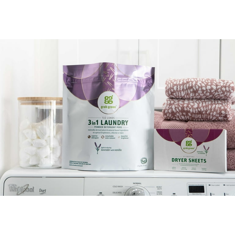 Grab Green 3-in-1 Laundry Pods, 60 Loads, Lavender Vanilla Scent