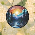thumbnail image 2 of Mountain Sunset Landscape Stained Glass Suncatcher,creative Decorative Gift,elegant Window Hanging,home Decor,cure Gift,mother's Day Gift, 2 of 7