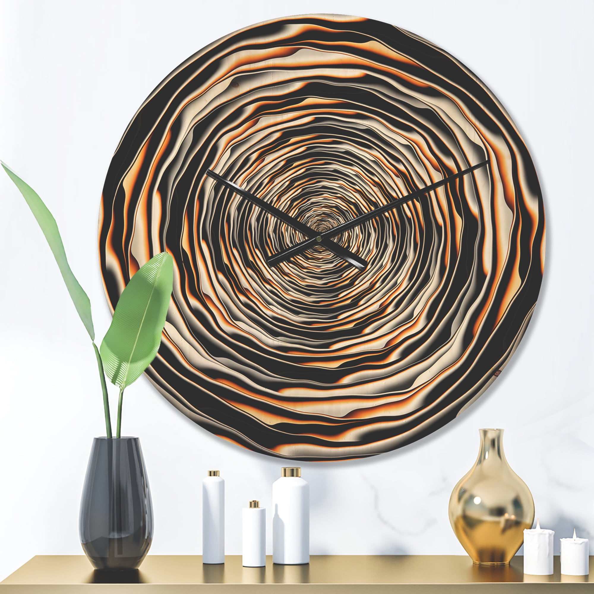 Designart 'Fractal Spiral Rotating' Modern Wood Wall Clock