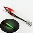 thumbnail image 2 of Señuelo Pesca Luminoso Anzuelos Calamar Anzuelo Artificial Cebos Jigging () Rojo Y Blanco, 2 of 4