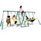 thumbnail image 1 of Sportspower Juego de Columpios de Metal Swing Climb & Plane 6 en 1 con Estructura en A Resistente, Columpio con Cinturón, Planeador, Platillo, Escalada y Escaleras de Red, para Edades de 3 a 8 Años, 1 of 5