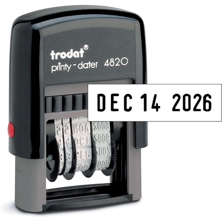 4820 Date Stamp, Self-Inking Stamp for Professional and Personal Applications, 3/8” x 1-¼”, Eco-Friendly Climate Neutral Product (Black)