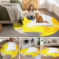 thumbnail image 5 of Round Rugs 3.3Ft, Yellow Gray Round Area Rug Washable Indoor Throw Carpet, Oil Painting Abstract Geometric Modern Soft Non Slip Circle Rug for Laundry Room Patio Home Decor Aesthetic, 5 of 8
