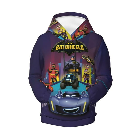 Kids Batwheel Pullover Hoodie Realistic 3d Print Graphic Hooded Sweatshirts With Drawstring