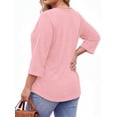 thumbnail image 2 of Fantaslook 3/4 Sleeve Womens Plus Size Tops V Neck Lace Blouses Casual Tunic Shirts, 2 of 9