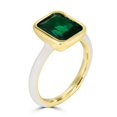 thumbnail image 3 of Gemistry Bob Mackie Jewelry Gold over Brass White Enamel Rectangular Cut Emerald Green Cubic Zirconia Ring, Size 7, 3 of 5