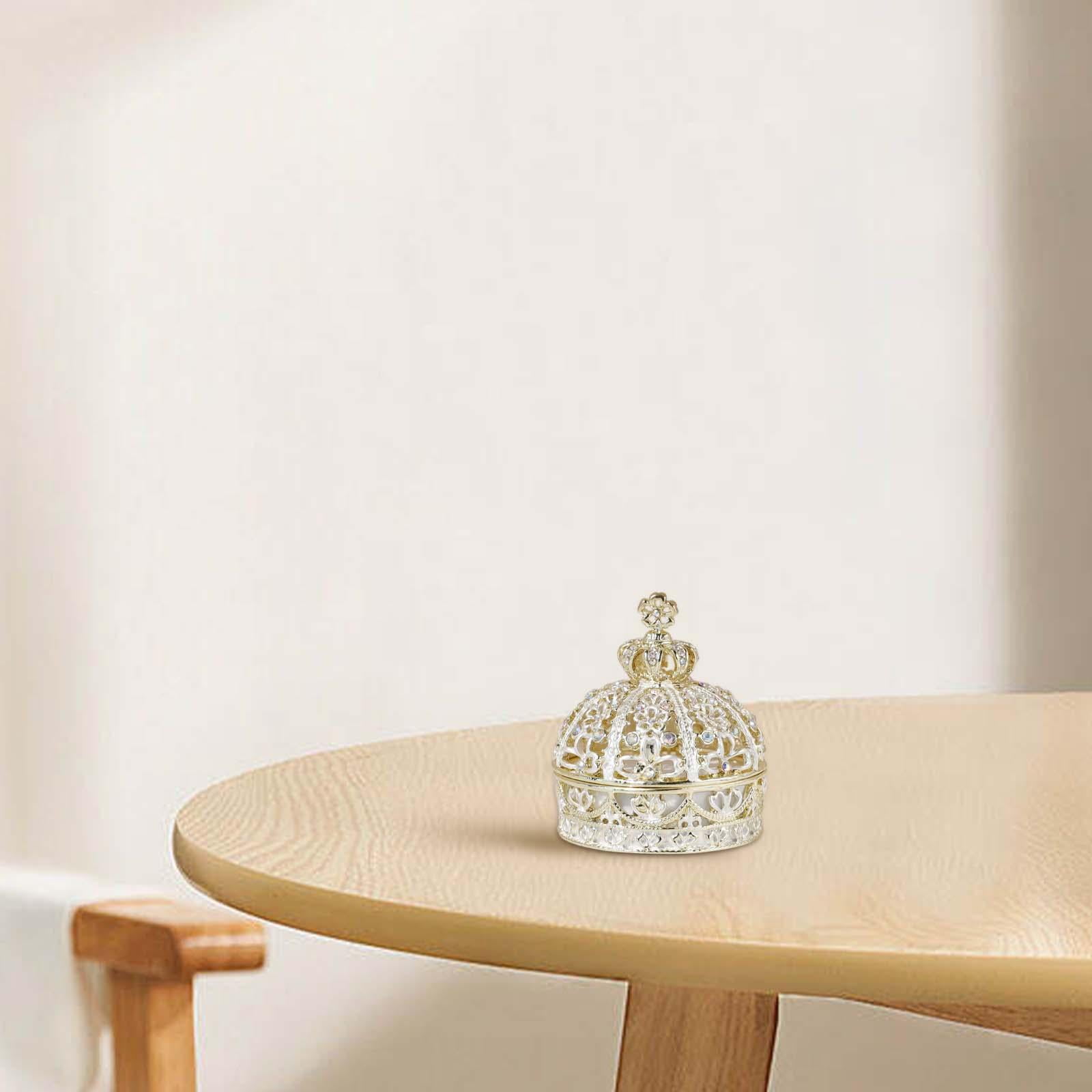 Milageto Crown Jewelry Box Antique Wedding Box for Anniversary Proposal Ceremony Gold