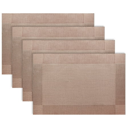 

Placemat washable and easy to clean PVC table placemat high temperature resistant vinyl woven placemat - champagne
