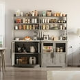 thumbnail image 2 of Bakers Rack With Storage Cabinet, Microwave Stand With Power Outlets, Farmhouse Bakers Rack With Thick Table Top, Small Kitchen Pantry for Kitchen,Dining Room,Retro Grey, 2 of 7