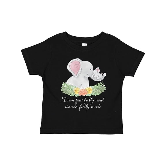 Inktastic I Am Fearfully and Wonderfully Made Elephants and Flowers Boys or Girls Toddler T-Shirt