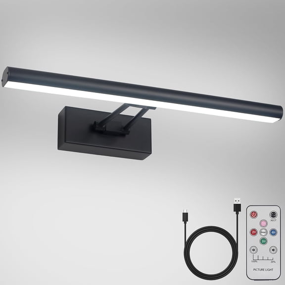 Open Box HOWMZON PICTURE LIGHT 16" ART LIGHT BLACK PICTURE LIGHT OPERATED 3CCT - BLACK