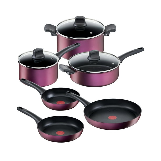 Batería de Cocina T-Fal G2789082 9 Piezas Ultimate morada en aluminio ORT T-fal BATERIA
