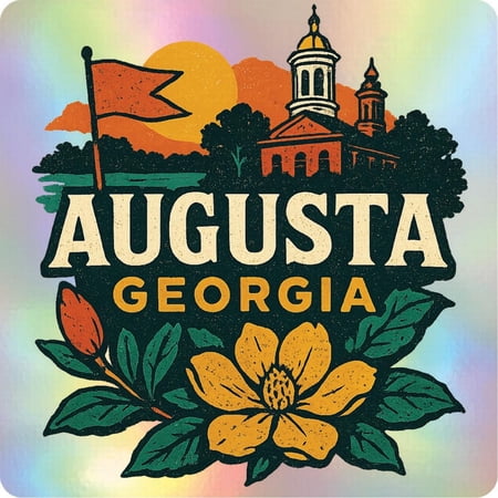 Augusta Georgia Vintage Design Souvenir Holographic Decorative Vinyl Decal Sticker 3-Inch