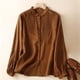 thumbnail image 2 of Blusa de manga larga con botones para mujer: camisa informal con cuello vuelto para llevar a diario en primavera/verano, 2 of 8