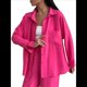 thumbnail image 1 of Conjuntos de 2 Piezas para Mujer: Conjuntos Casuales de Salón, Camisas de Larga con Botones y Pantalones de Pierna Rosa Roja XXL, 1 of 10