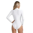 thumbnail image 2 of Doomiva Turtleneck Leotard Long Sleeves Ballet Gymnastic Dance Workout Fitness Bodysuit for Women White XXL, 2 of 7