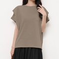 thumbnail image 4 of ZyeKqe Womens Tops Short Ruffle Sleeve Crew Neck Tee Shirts Loose Fitted Lightweight Casual Blouses, 4 of 6