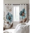 thumbnail image 2 of Blackout Curtains for Bedroom, Vintage Flowers Room Darkening Window Drapes for Living Room, Teal Blue Floral Nature Butterfly Thermal Insulated Grommet Curtains, 42x84 inch, 2 Panels, 2 of 9