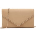 thumbnail image 1 of Bolso de mano de noche Dasein Velvet con correa de cadena, color camel, 1 of 6