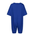 thumbnail image 5 of Gibobby pantalones siameses Mono informal de manga corta para mujer, de talla grande, con cuello en V, pantalones cortos de pierna ancha de verano, mono con bolsillo(Azul， XXXL), 5 of 5