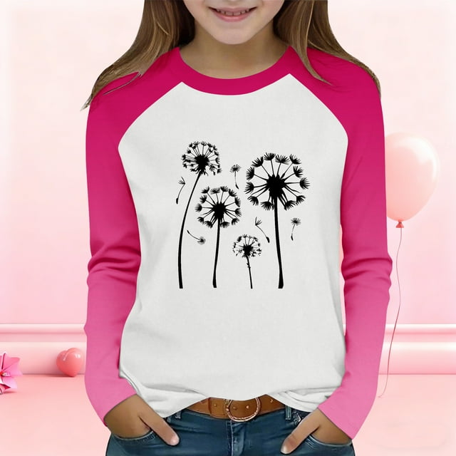 Mceream T-Shirts de la Saint-Valentin pour Filles avec Cœur Graphique Manches Longues Tunique Tee Tops Coton Manches Longues Col Rond T-Shirts Sudaderas Para NiñAs Rose 2 Ans