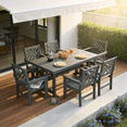 thumbnail image 2 of 7-Piece All-Weather HDPE Patio Dining Set for 6 with Umbrella Hole (Gray), 2 of 10