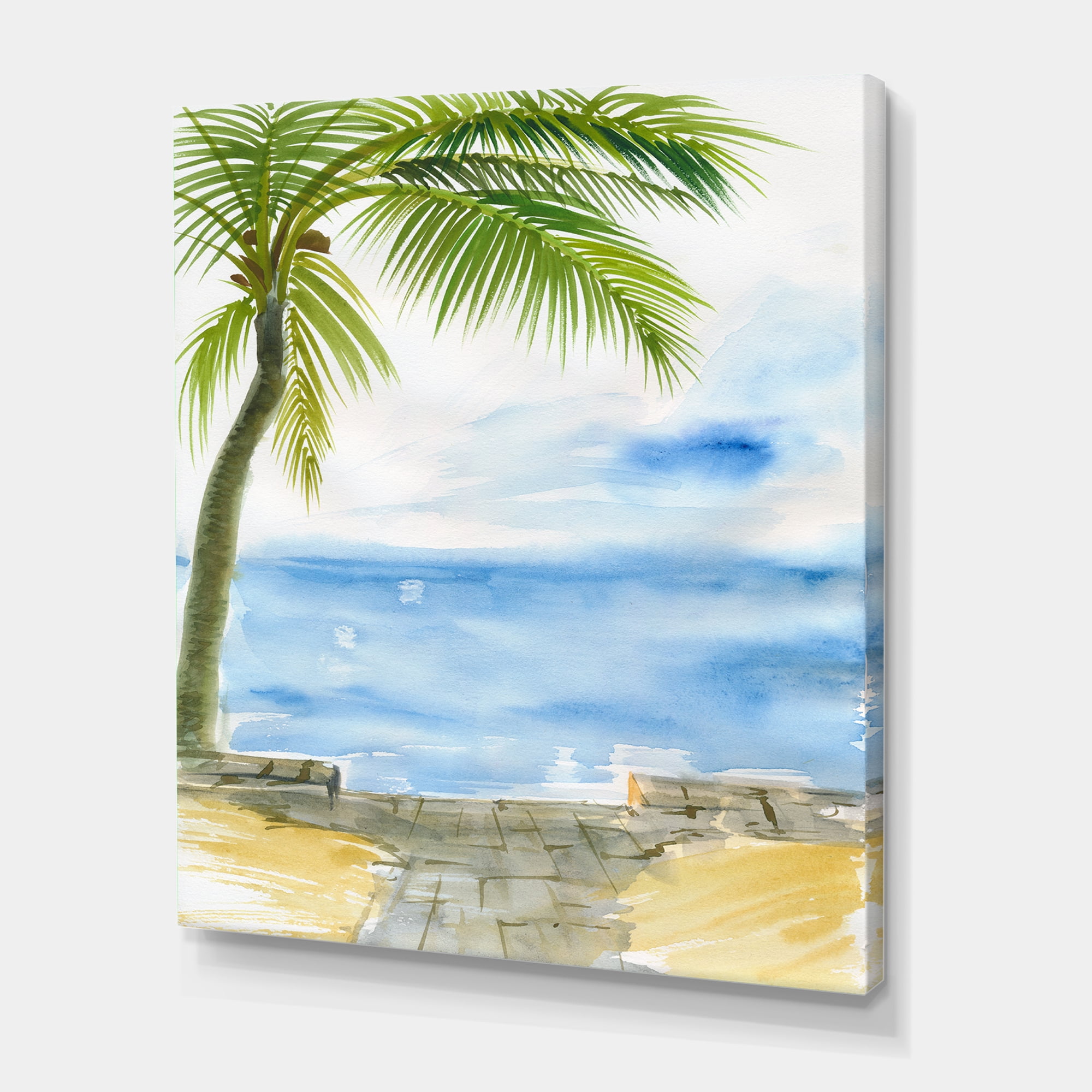 Designart ' Palm Beach Resort At Sunrise II ' Nautical & Coastal Canvas Wall Art Print