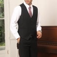 thumbnail image 4 of Men Black Suit Vest Dress Vests Business Formal Wedding Waistcoat with 3 Pockets for Suit Tuxedo L, 4 of 8
