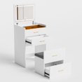 thumbnail image 4 of Tcbosik Compact Vanity Desk with Lights and Flip Top Mirror, Makeup Table with Cushioned Stool and Charging Station, Dressing Table with 3 Storage Drawers for Small Space, White, 4 of 10