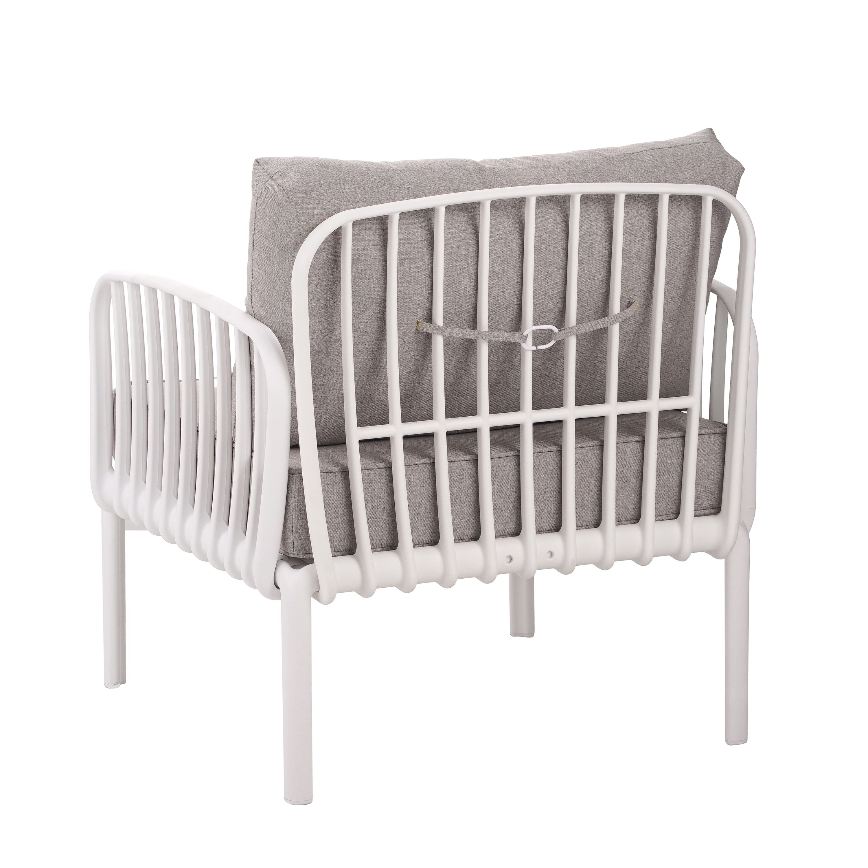 Outdoor Patio Club Chair, Patio Furniture Waterproof Thick Cushion Deep Seating for Porch Balcony, White and Light Gray