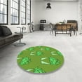 thumbnail image 4 of Ahgly Company Machine Washable Indoor Round Transitional Dark Lime Green Area Rugs, 4' Round, 4 of 7