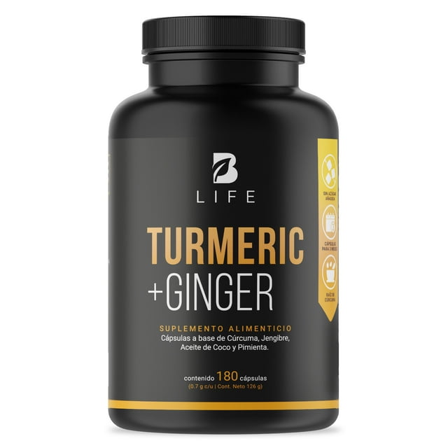 Cúrcuma + Jengibre Con Aceite de Coco 180c Turmeric B Life BLIFE Cápsulas