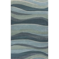 2'x4' Ocean Blue Teal Hand Tufted Abstract Waves Indoor Accent Rug