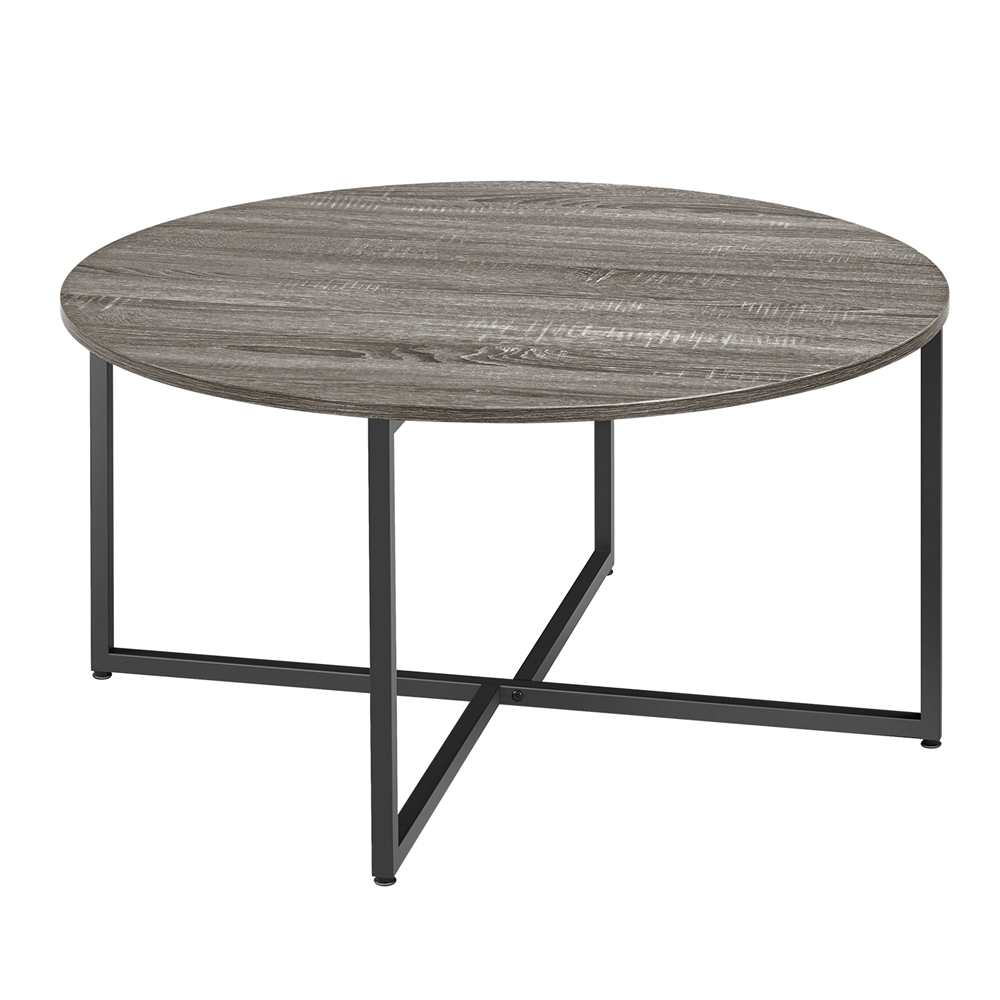 Alden Design Modern Round Metal Coffee Table for Living Room, Gray/Black - image 2 of 9
