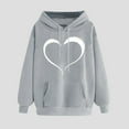 thumbnail image 2 of Jinhomg Heart Print Hooded Sweatshirt for Women Casual Loose Kangaroo Pocket Drawstring Hoodies Fall Comfy Long Sleeve Sweatshirts Daily Wear Gray S, 2 of 6