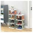 thumbnail image 5 of 6-Layers Folding Shoe Cabinet，Shoe Rack Multi Tier Foldable DIY Free Combination Tiered Shoe Organizer Rack,Shoe Storage Organizer for Living Room, Balcony,Corridor(Blue), 5 of 8