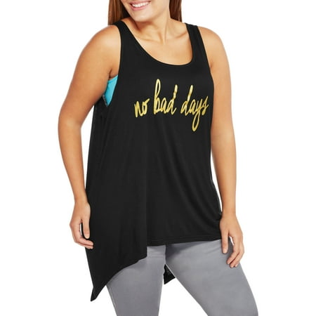 Women's Plus Open Back Sleeveless "No Bad Days" Graphic Tank
