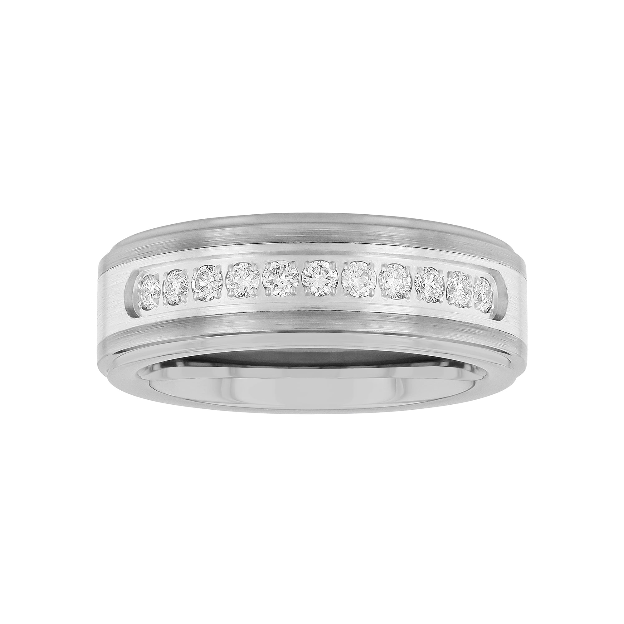 Brilliance Fine Jewelry Mens 3/8 Ctw Lab-Grown Diamond Tungsten & Stainless Steel Wedding Band - Mens Ring