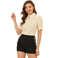 thumbnail image 1 of Unique Bargains Blouse pour Femmes Col Rabattu Fendu Manches Bouffantes Chemise en Chiffon, 1 of 6