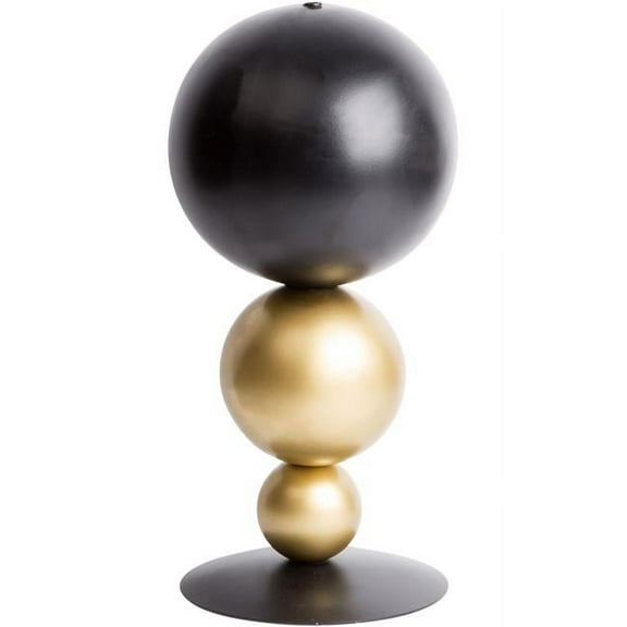 Home Essentials & Beyond 25047 13 in. Black & Gold Metal Orb Object