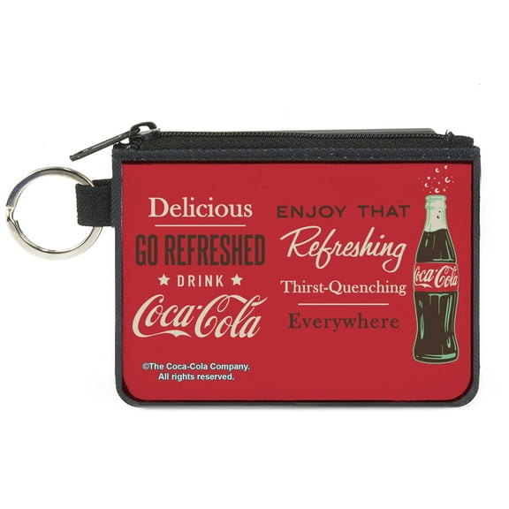 Coca-Cola Wallet, Coin Purse, Coca Cola Enjoy That Everywhere Bottle Red White Brown, Canvas