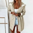 thumbnail image 2 of Lightweight Waterproof Rain Jacket Women Windbreaker Jacket with Hood Long Fashion Tunic Trench Coats Pockets (Beige XL), 2 of 6