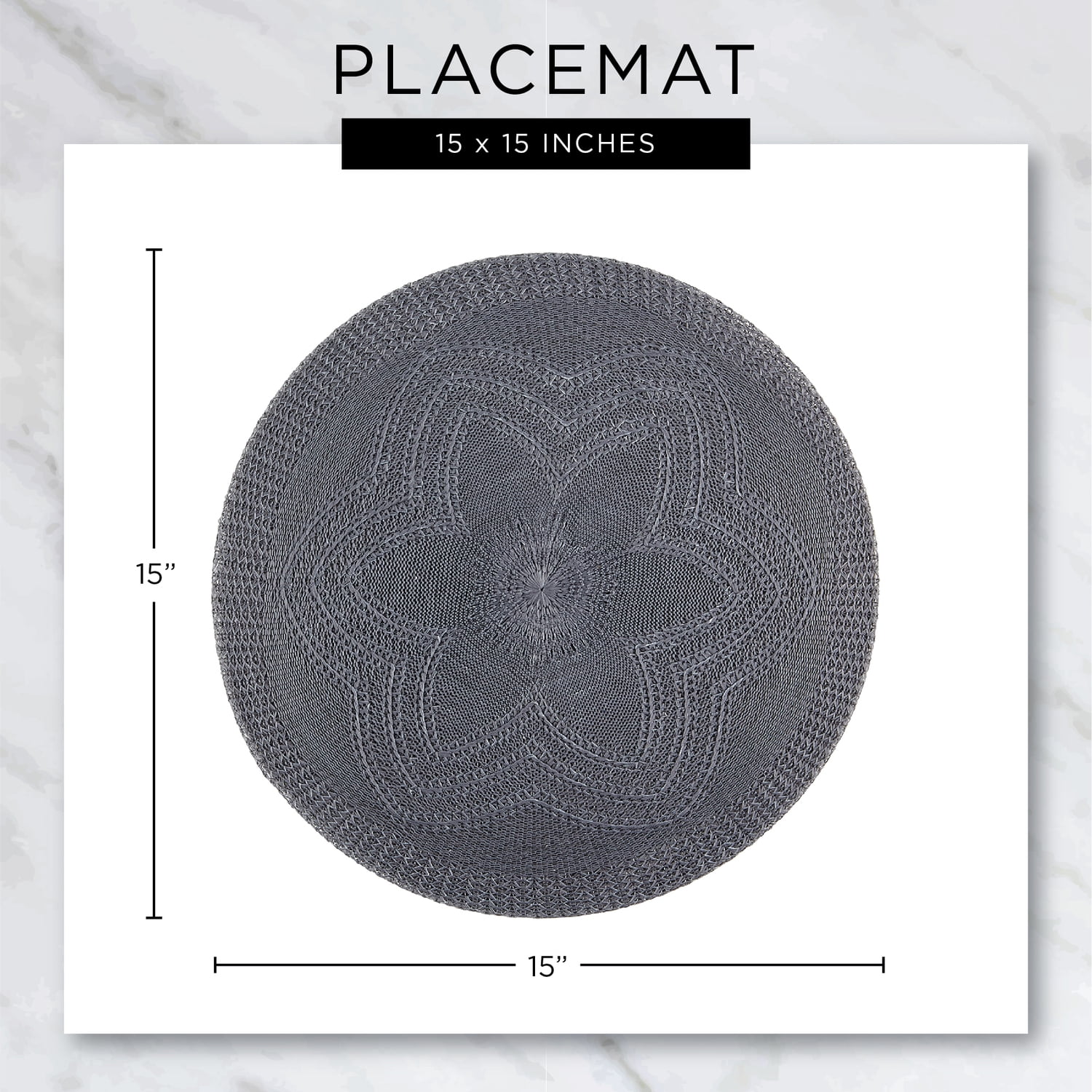 Aqua Round Polypropylene Woven Placemat (Set of 6)