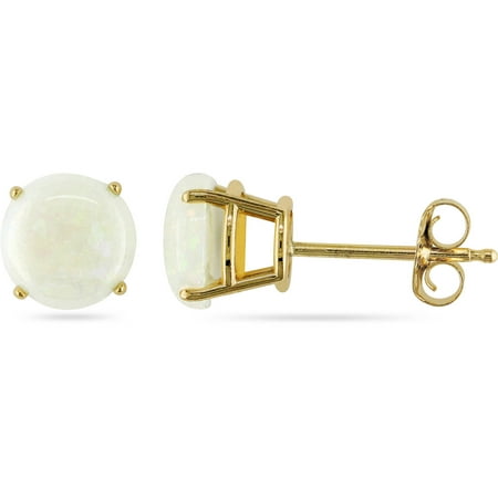 1 Carat T.G.W. Opal 10kt Yellow Gold Solitaire Earrings