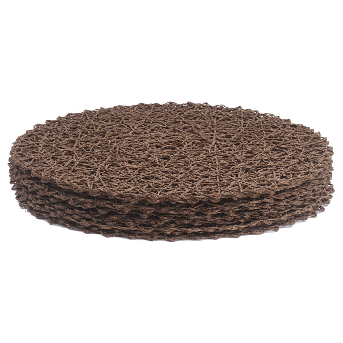Round Paper Fiber Woven Place Mats Decorative Braided Natural Mat Holidays Parties Decor 15 Inch Set of 24 (Coffe)