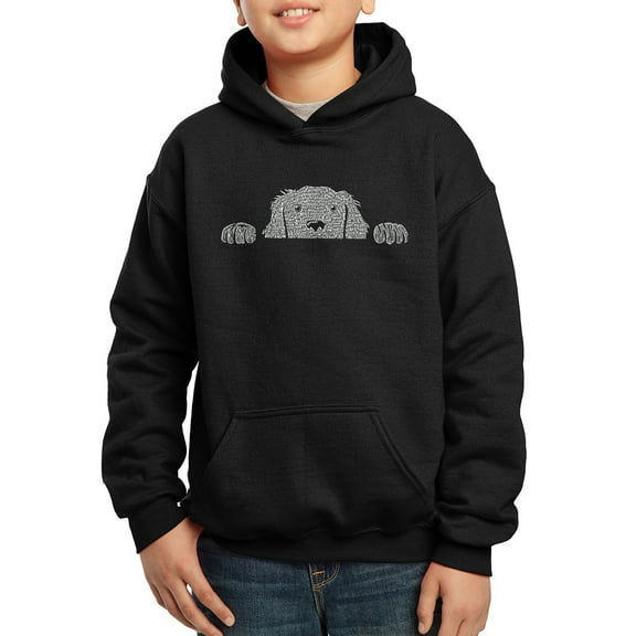 Boy's Word Art Hooded Sweatshirt - Peeking Dog