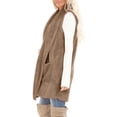 thumbnail image 4 of YDFCWXW Womens Sleeveless Sherpa Vest with Pockets Lapel Open Front Fleece Cardigan Sweater Fuzzy Jacket Coat (Khaki, XL), 4 of 8